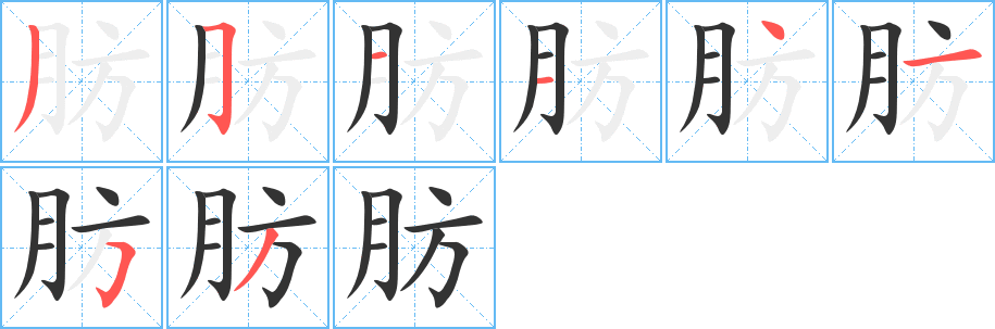 肪的笔顺分步演示